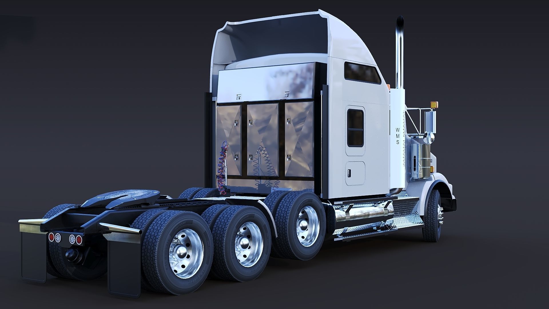Kenworth T800 Sleeper Semi Truck Low-poly 3D model_7
