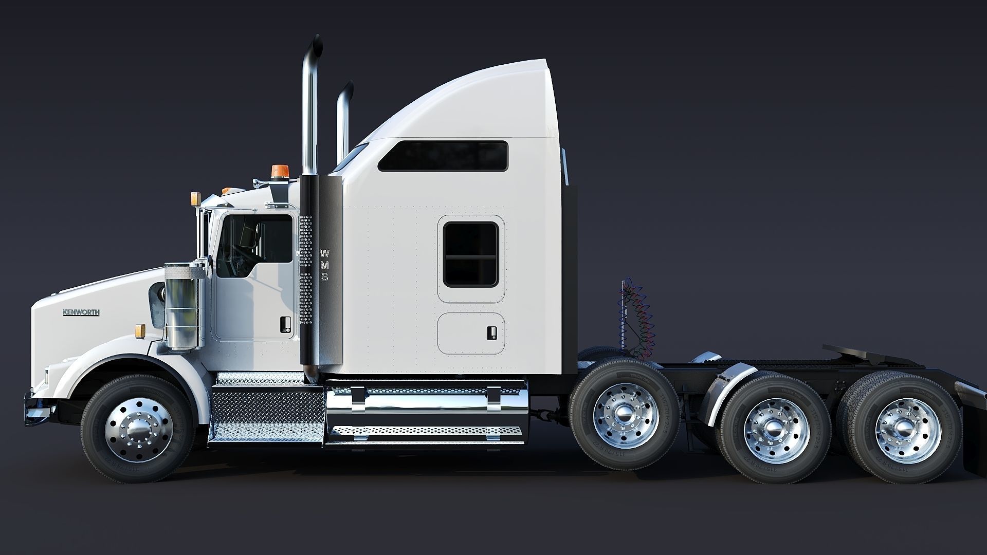 Kenworth T800 Sleeper Semi Truck Low-poly 3D model_3