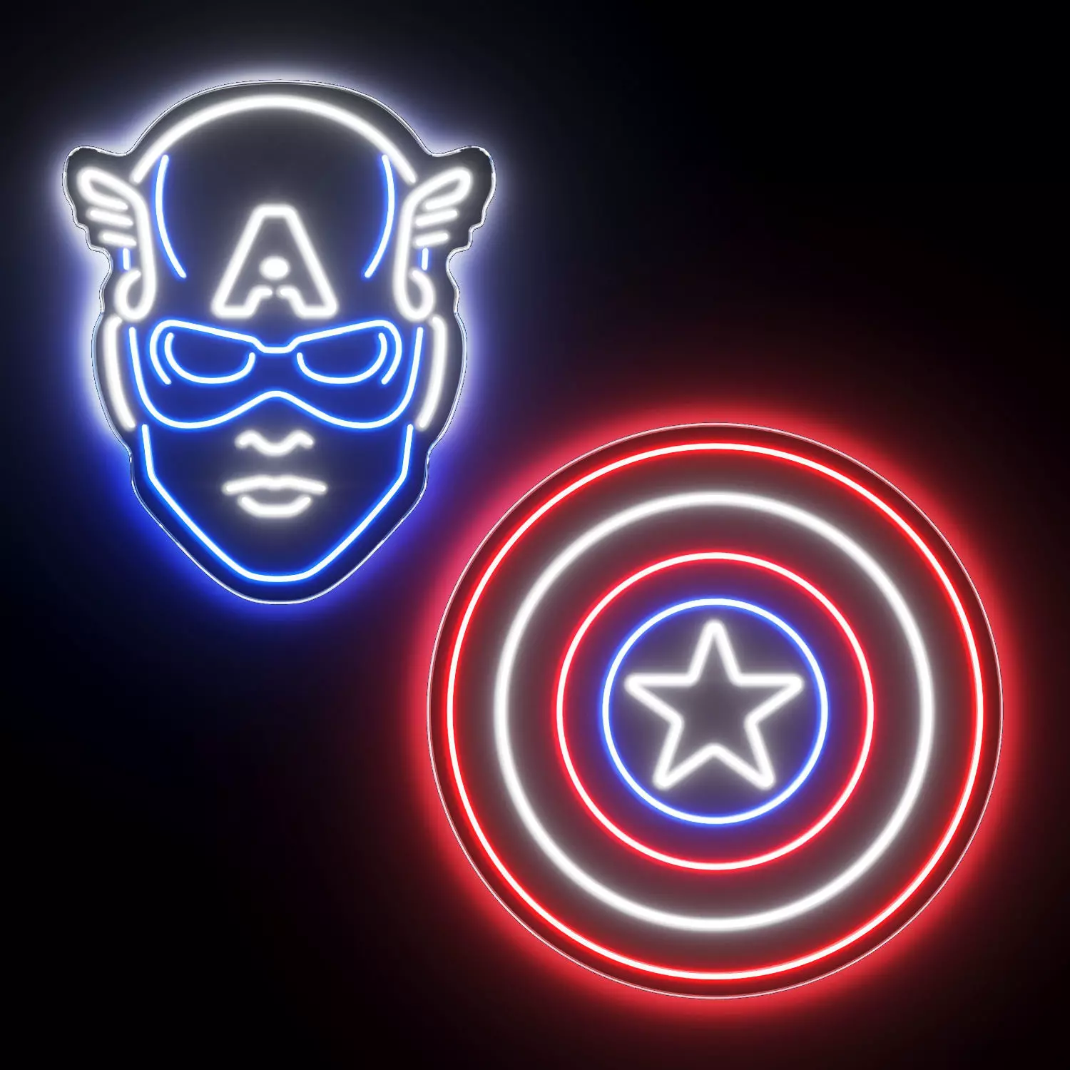 Captain America Neon Signs 3D model