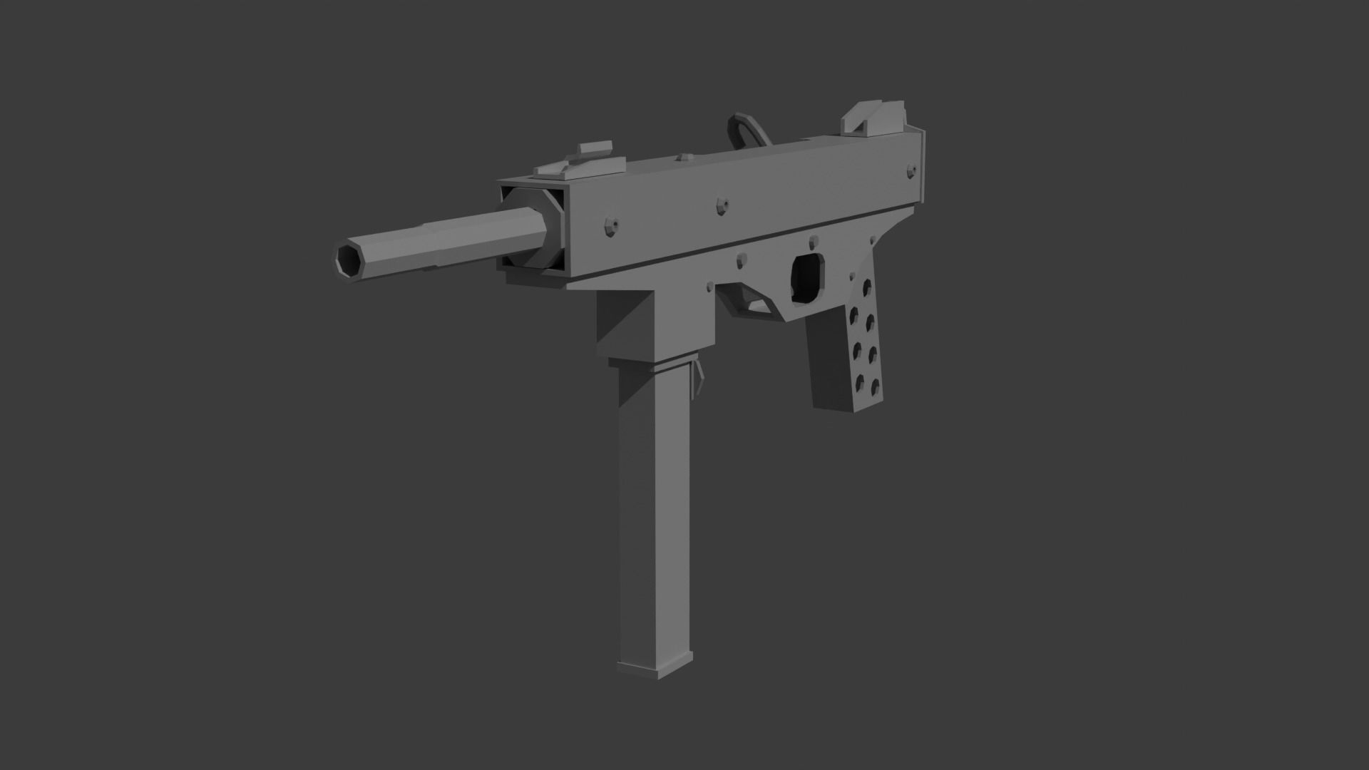 Luty submachine gun Low-poly 3D model_1