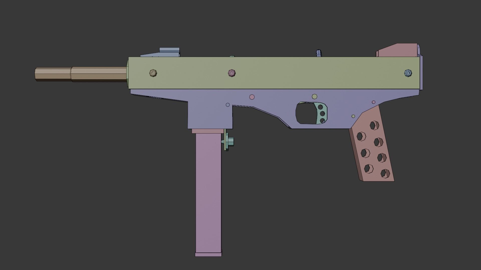 Luty submachine gun Low-poly 3D model_11