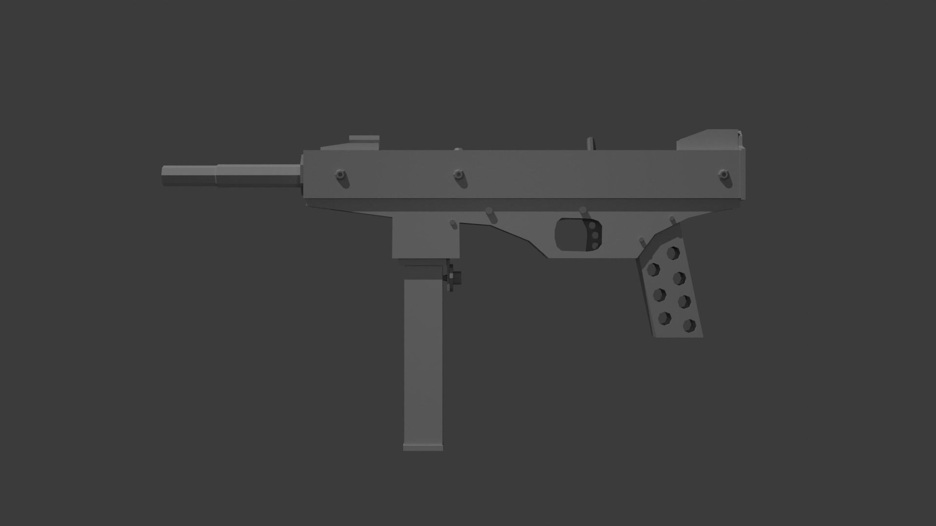 Luty submachine gun Low-poly 3D model_8