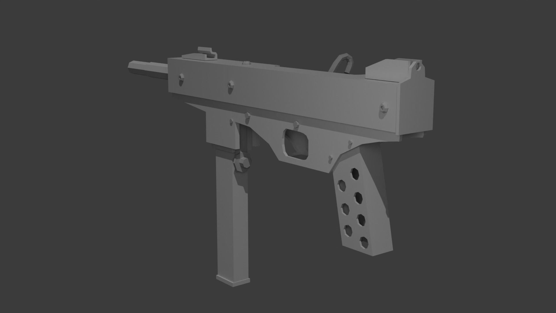 Luty submachine gun Low-poly 3D model_3