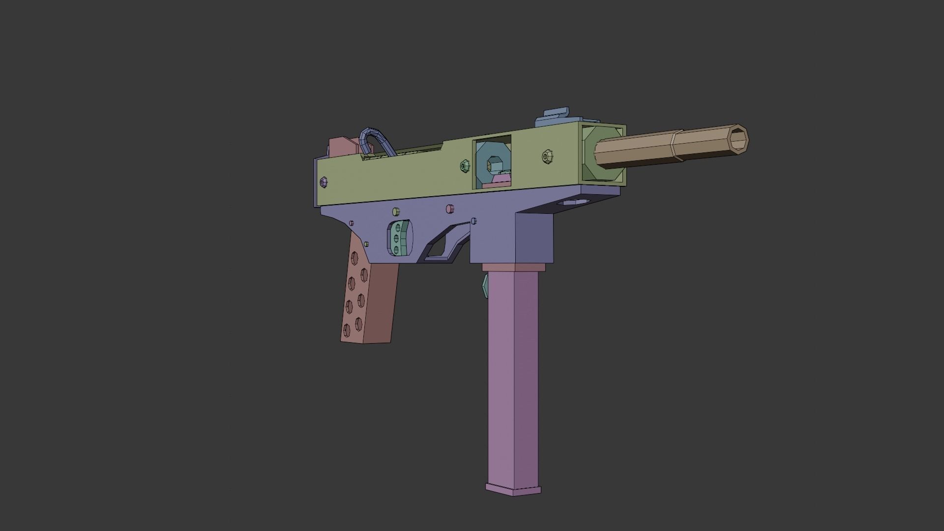 Luty submachine gun Low-poly 3D model_9