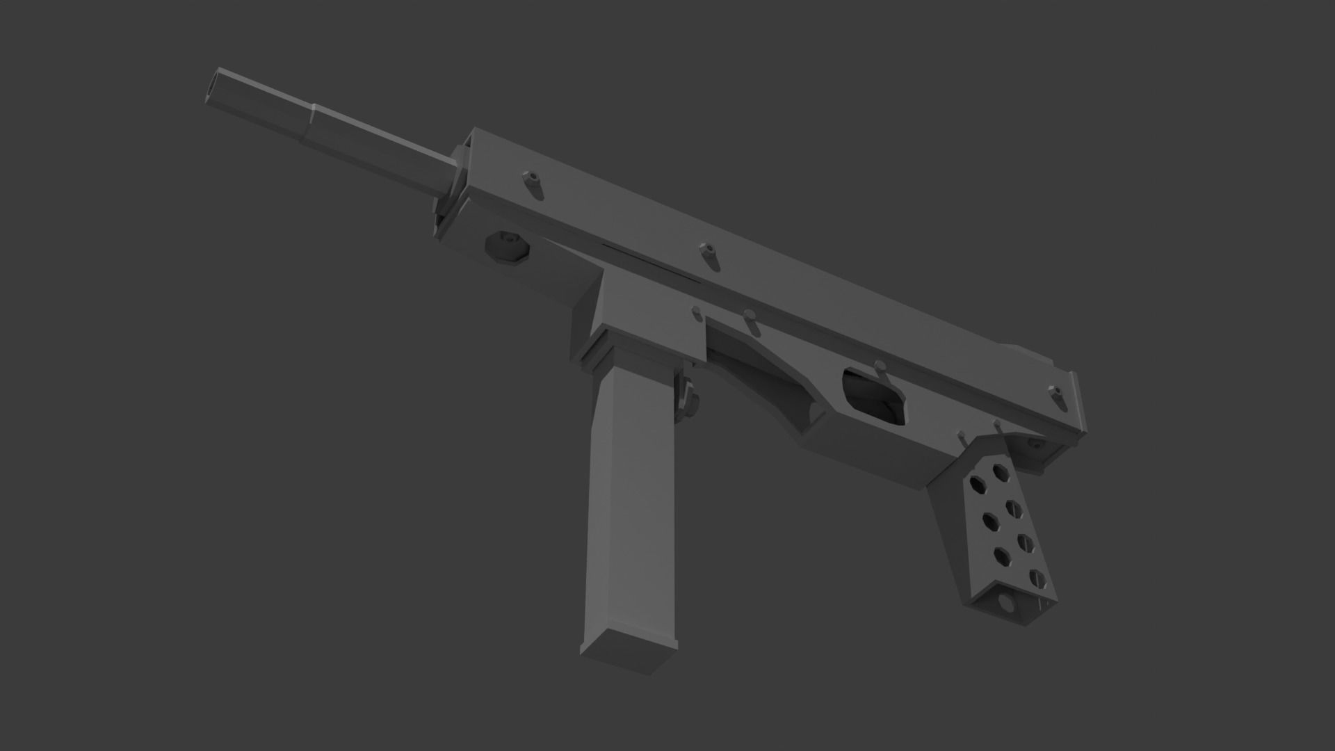 Luty submachine gun Low-poly 3D model_4