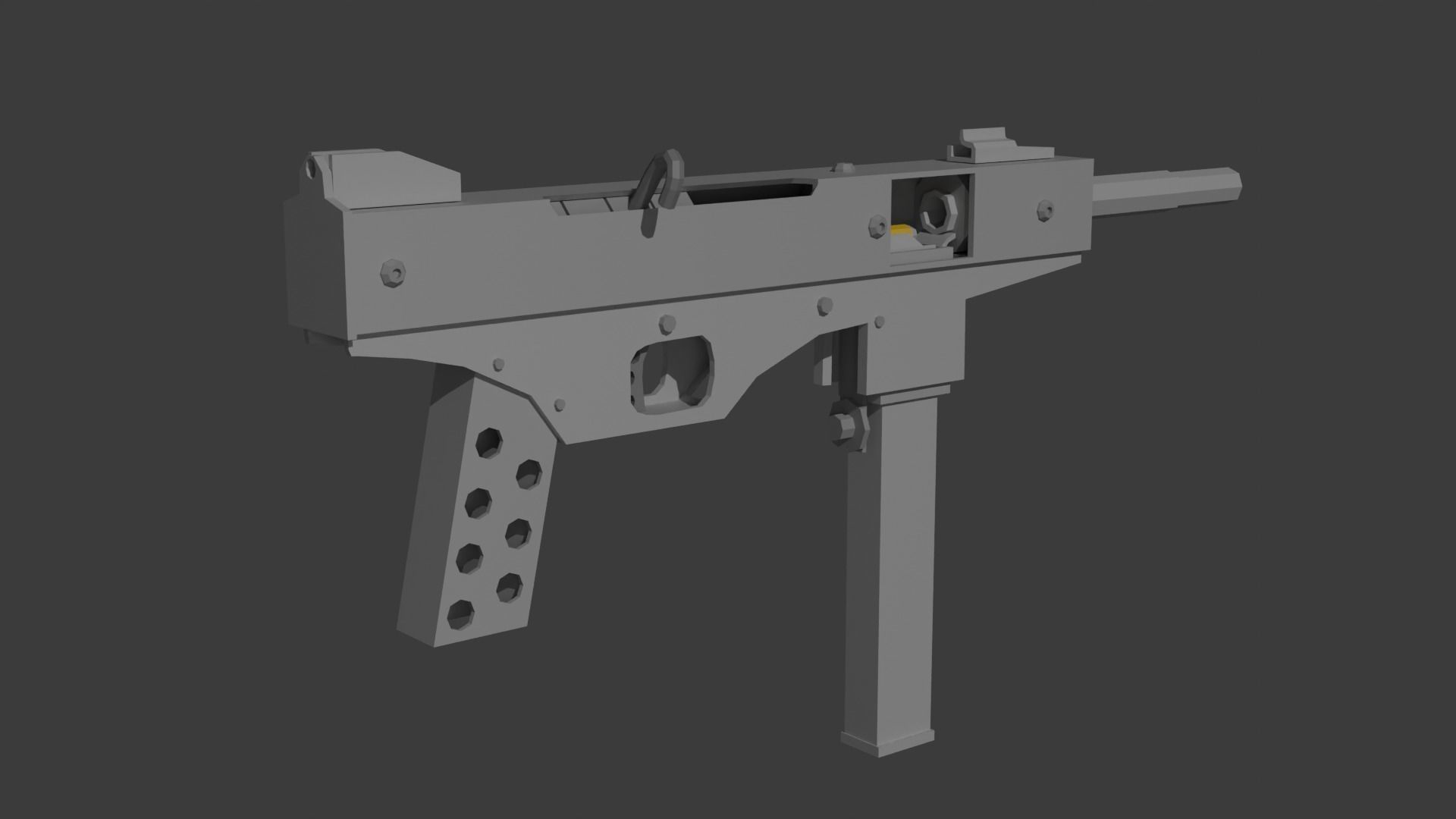 Luty submachine gun Low-poly 3D model_2