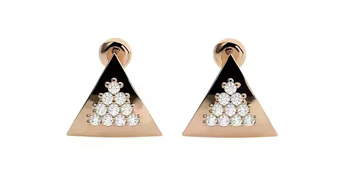 Triangular Diamond Head Light Wt Earrings 3dm stl renders 