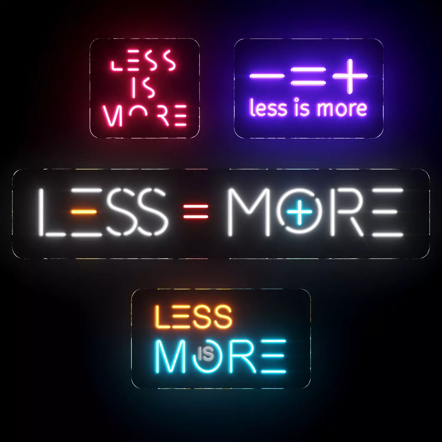 Less Is More Neon Sign Set 3D model