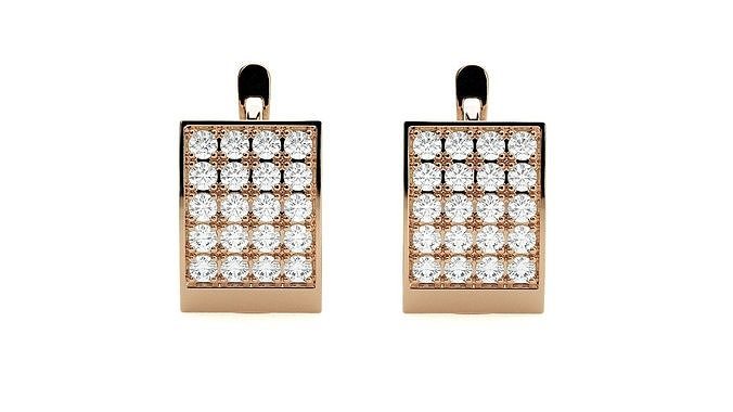 Diamond Head Light Wt Earrings 3dm stl renders details 3D print model