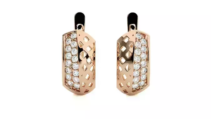 Mesh Diamond Head Light Wt Earrings 3dm stl renders details