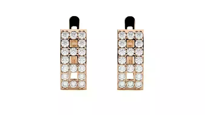 Diamond Head Light Wt Earrings 3dm stl renders details