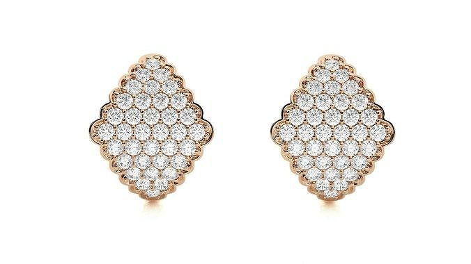 Diamond Head Light Wt Earrings 3dm stl renders details 3D print model