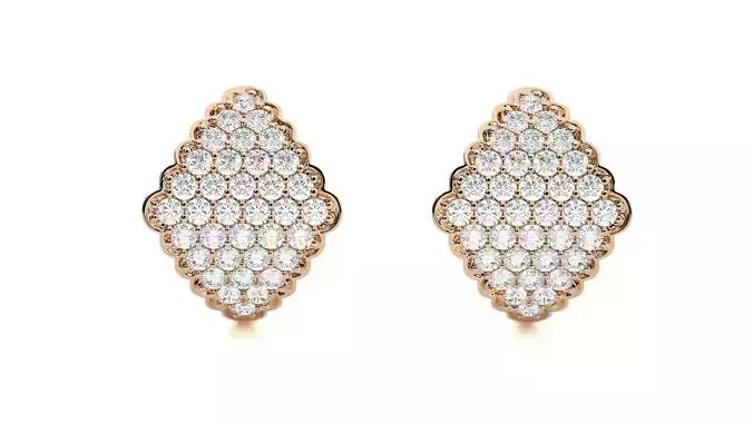 Diamond Head Light Wt Earrings 3dm stl renders details