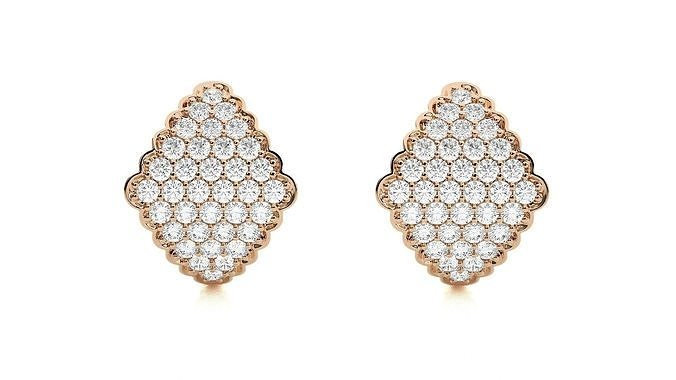 Diamond Head Light Wt Earrings 3dm stl renders details 3D print model