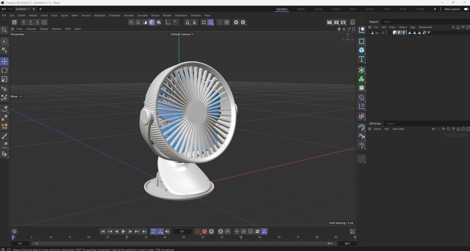 Portable Rechargeable Mini Fan 3D model_20