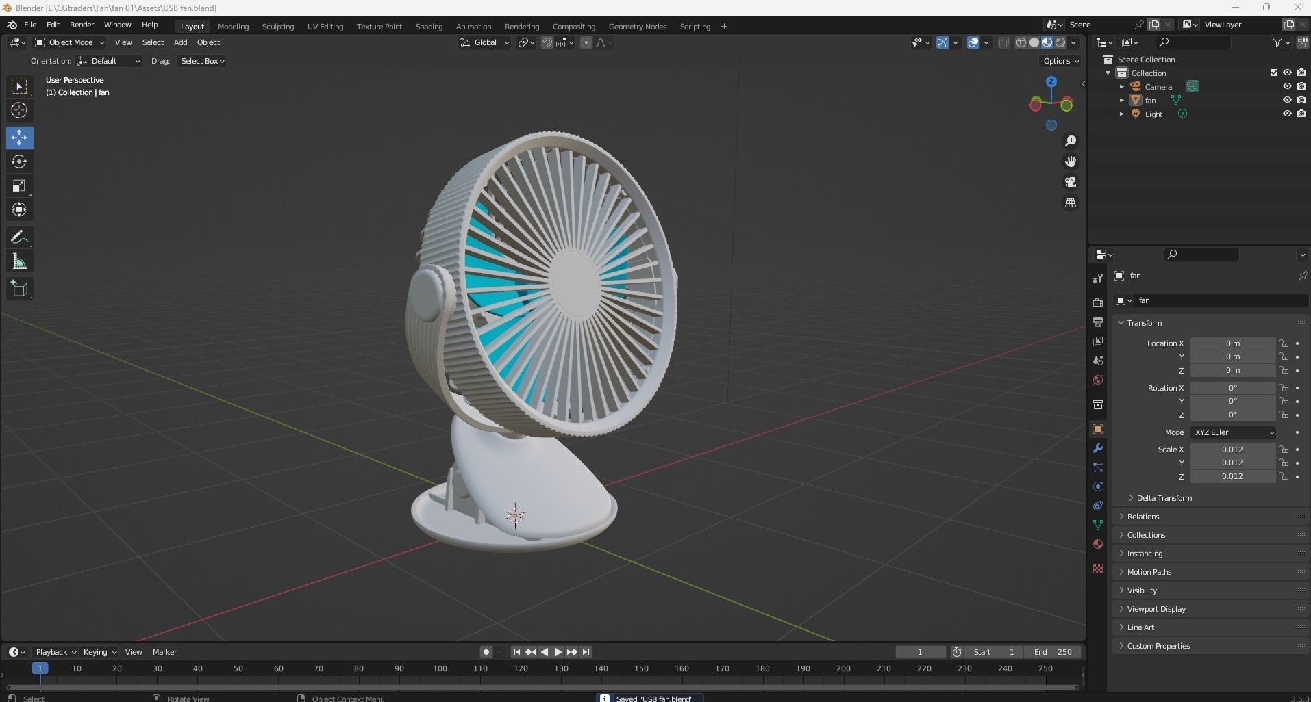 Portable Rechargeable Mini Fan 3D model_23
