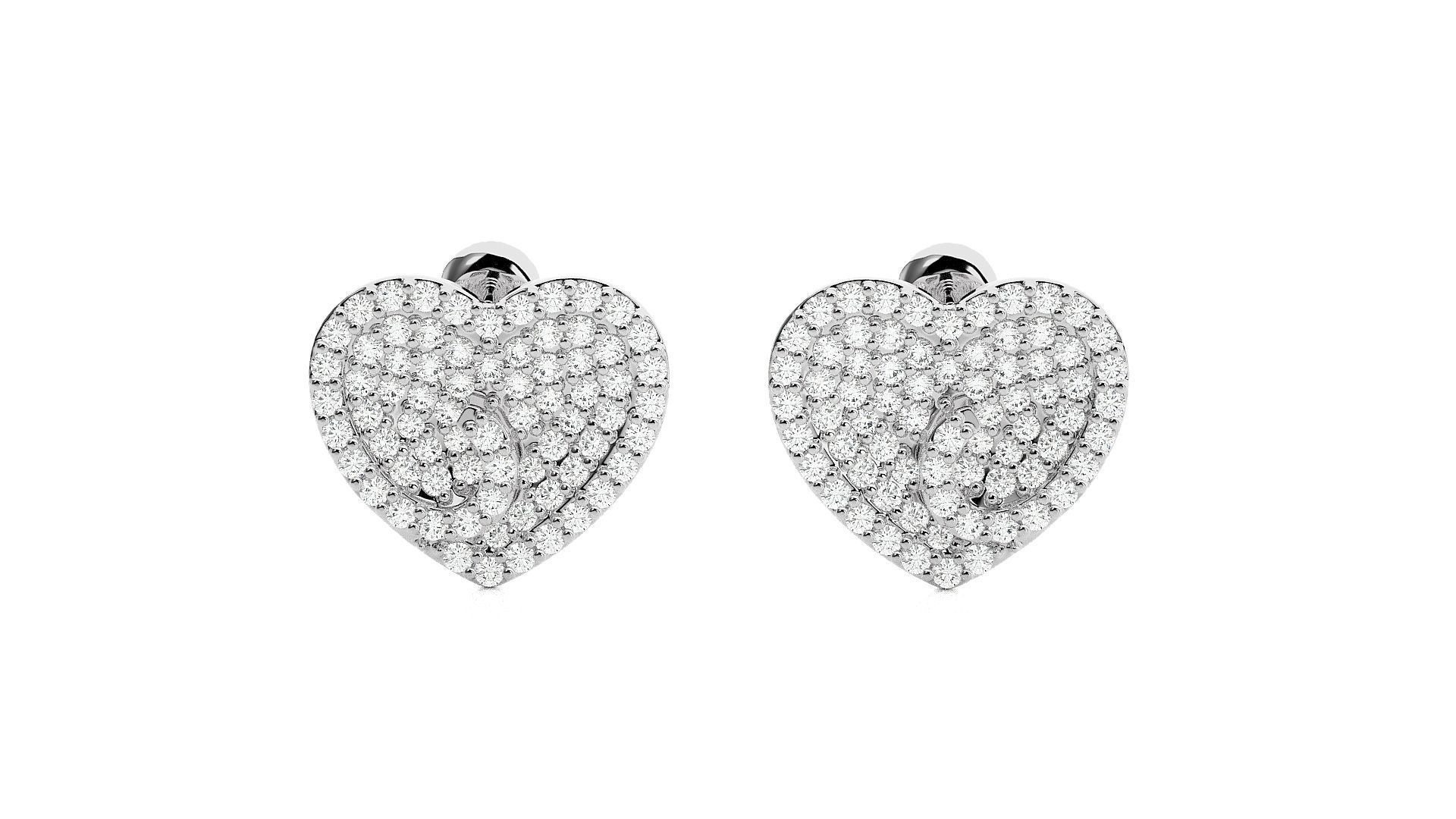 Heart Love Valentine Diamond Head Light Wt Earrings 3dm stl  3D print model_1