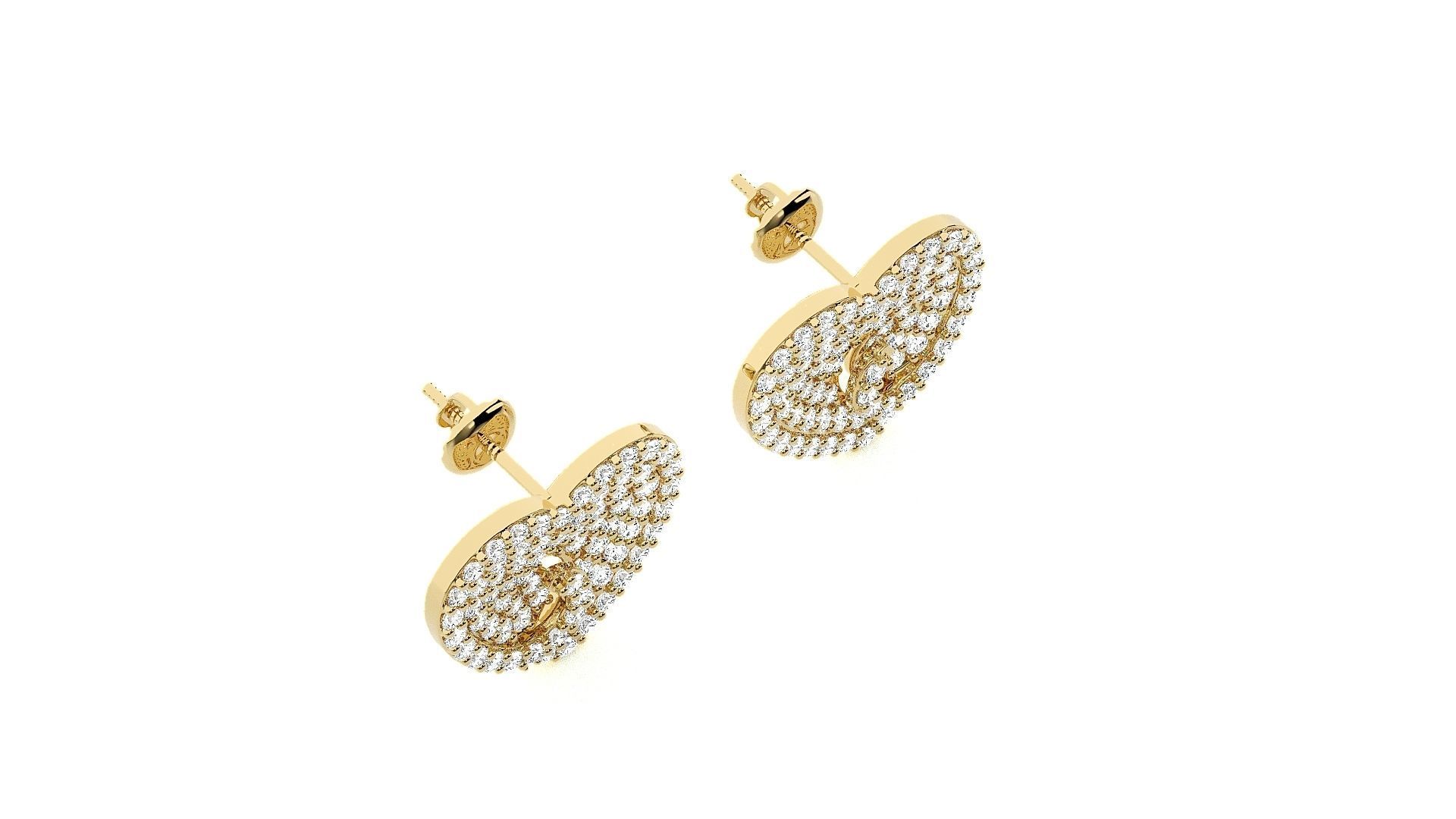 Heart Love Valentine Diamond Head Light Wt Earrings 3dm stl  3D print model_10