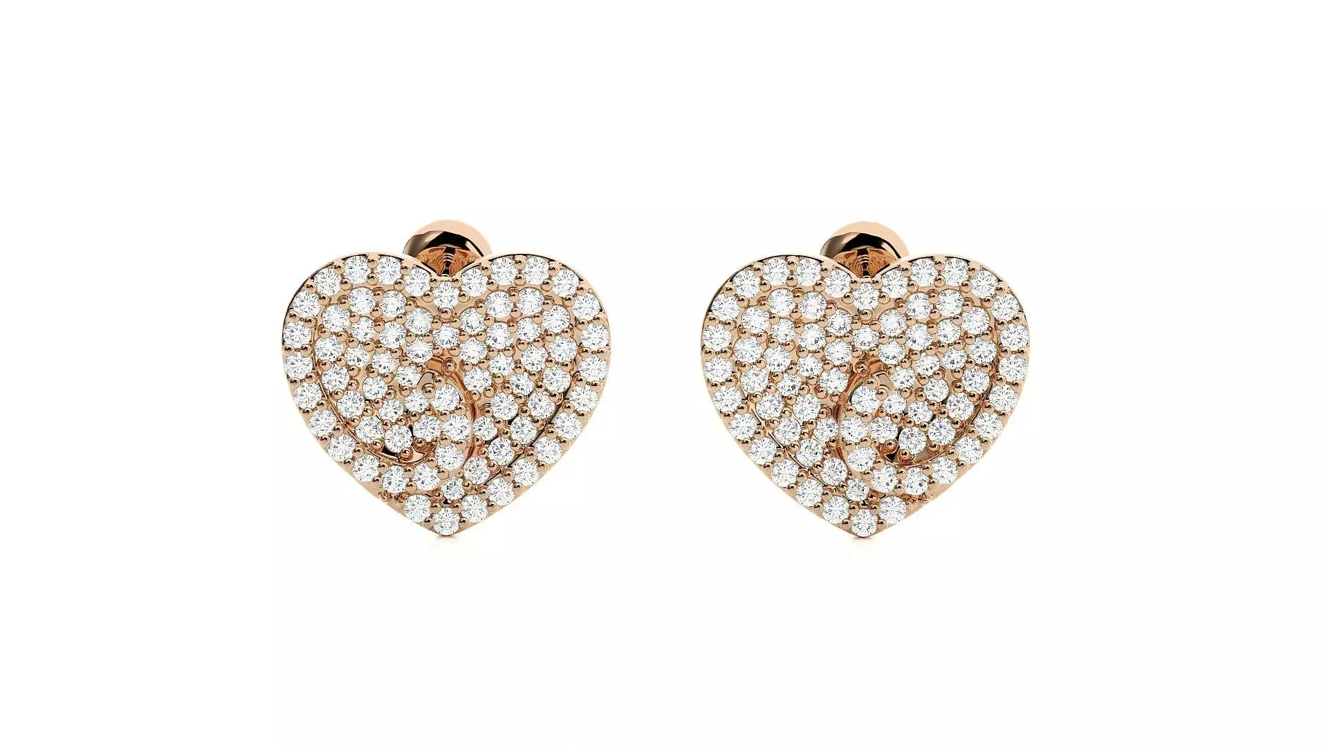 Heart Love Valentine Diamond Head Light Wt Earrings 3dm stl  3D print model_0