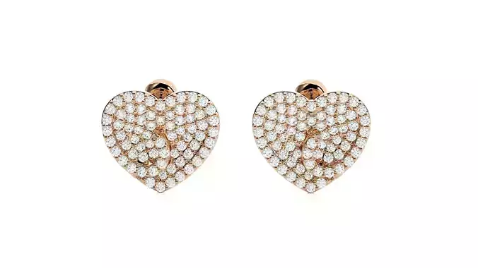 Heart Love Valentine Diamond Head Light Wt Earrings 3dm stl 