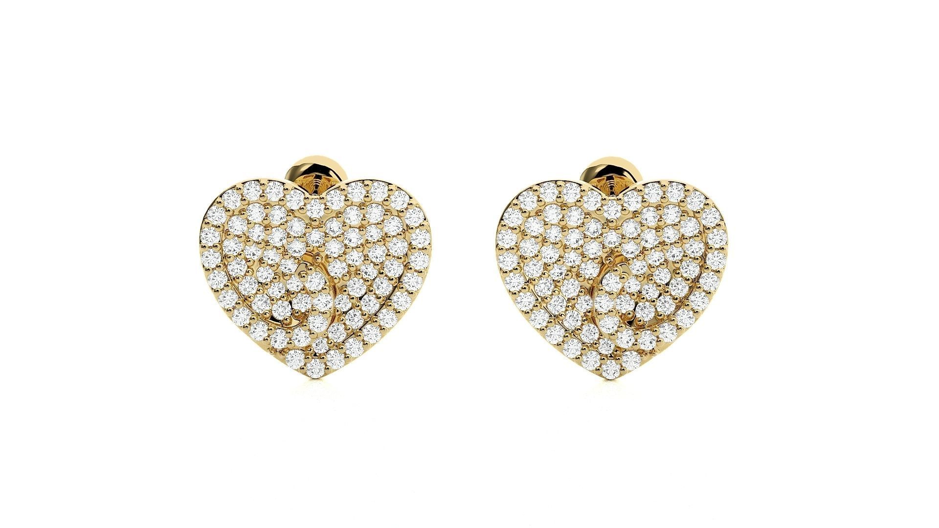 Heart Love Valentine Diamond Head Light Wt Earrings 3dm stl  3D print model_2