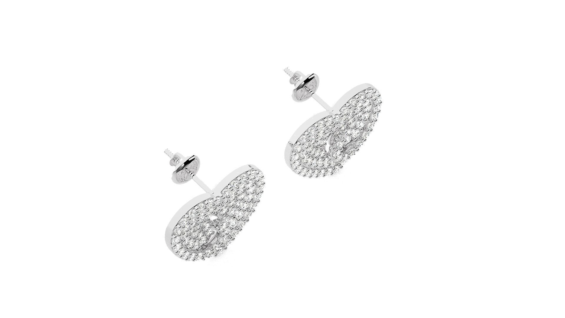 Heart Love Valentine Diamond Head Light Wt Earrings 3dm stl  3D print model_7