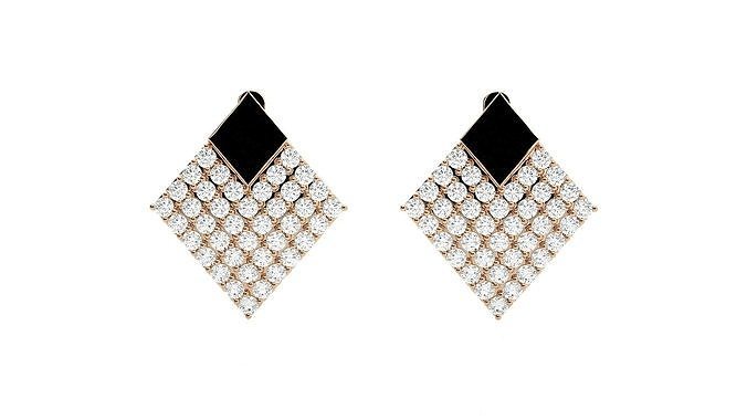 Diamond Head Light Wt Earrings 3dm stl renders details 3D print model