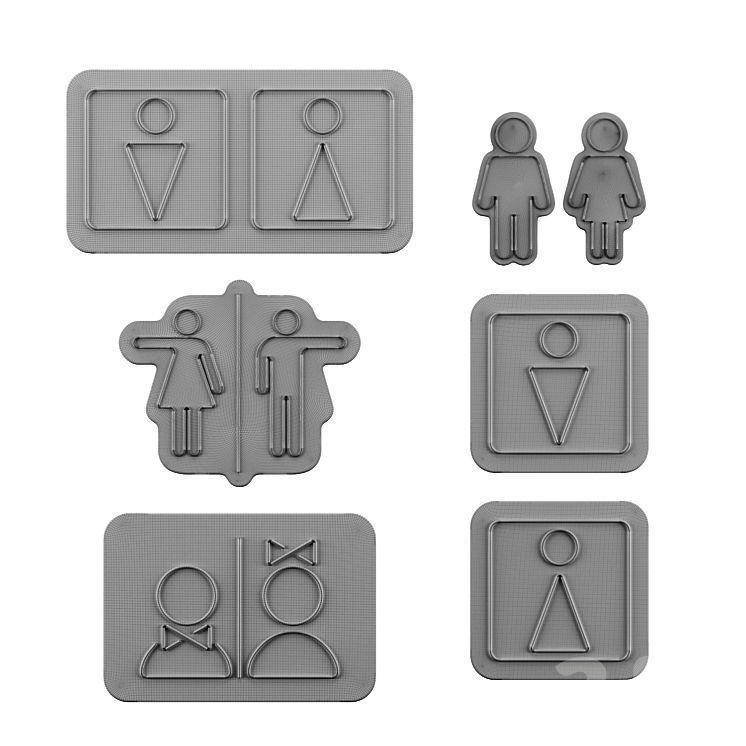 Restroom Toilet WC Neon Signs 3D model_1