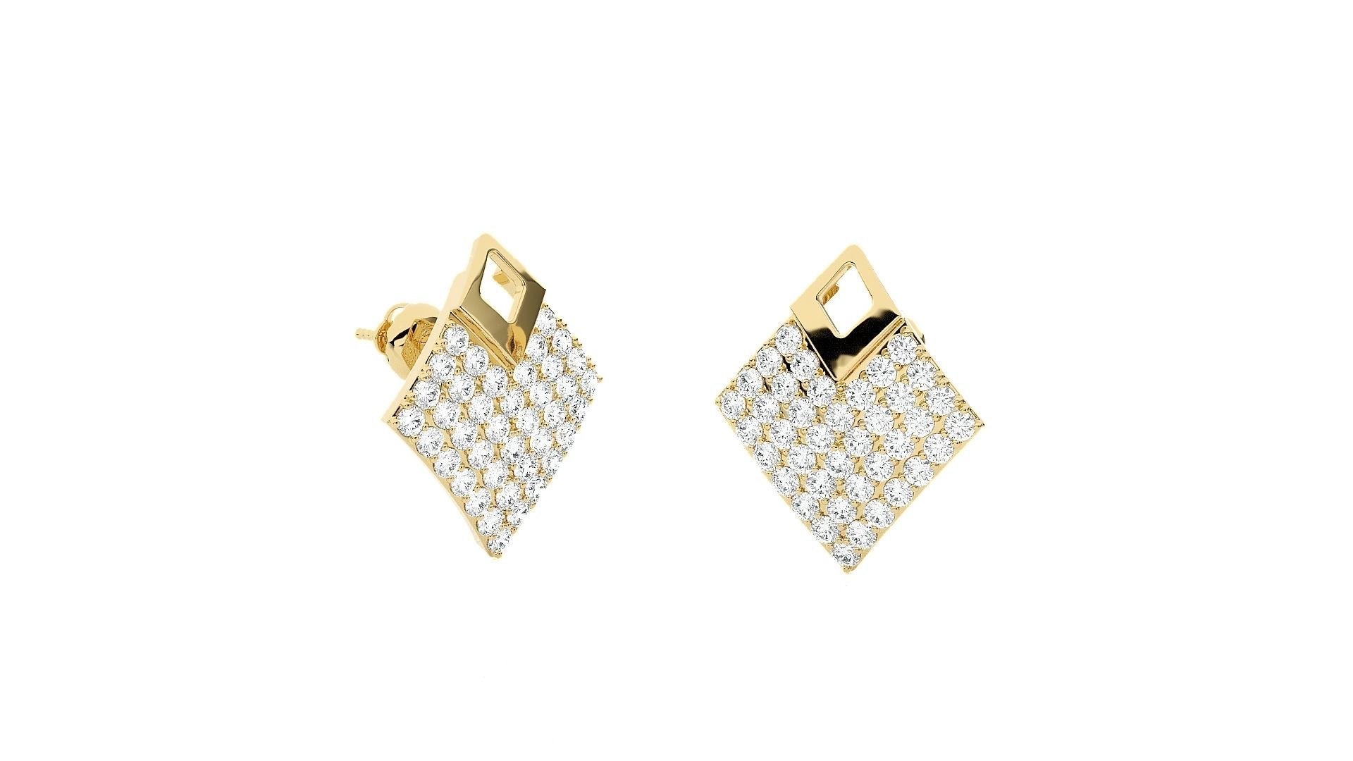 Diamond Head Light Wt Earrings 3dm stl renders details 3D print model_13