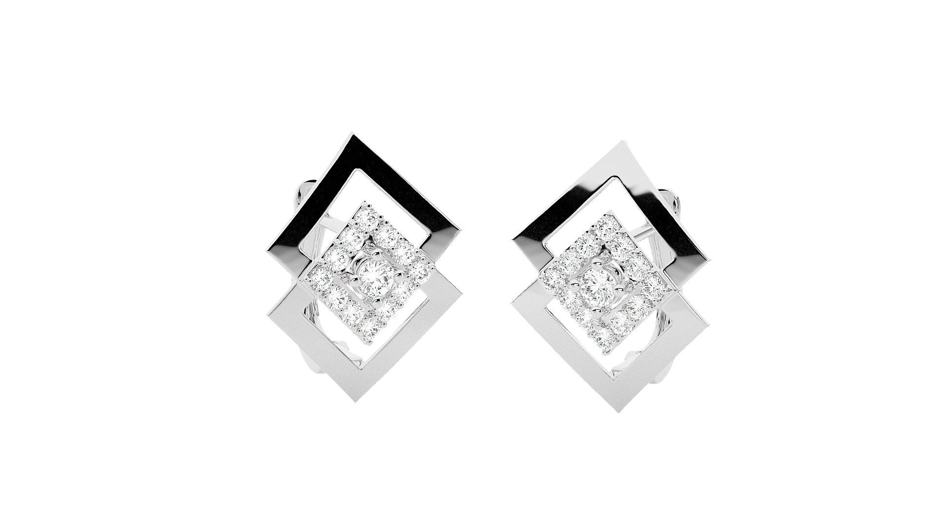 Geometric Diamond Head Light Wt Earrings 3dm stl renders details 3D print model_9