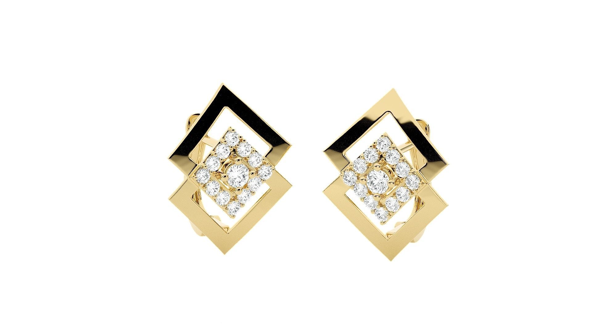Geometric Diamond Head Light Wt Earrings 3dm stl renders details 3D print model_12