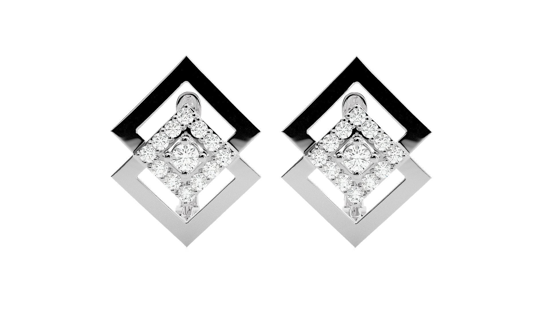 Geometric Diamond Head Light Wt Earrings 3dm stl renders details 3D print model_1