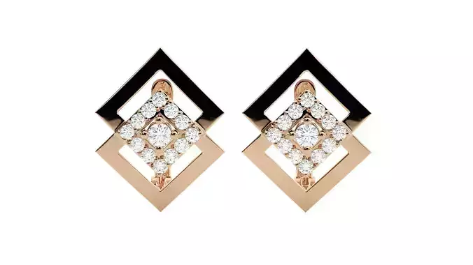 Geometric Diamond Head Light Wt Earrings 3dm stl renders details