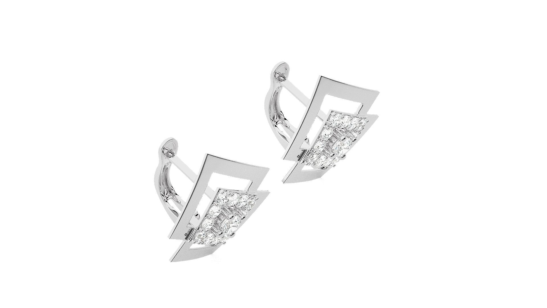 Geometric Diamond Head Light Wt Earrings 3dm stl renders details 3D print model_7