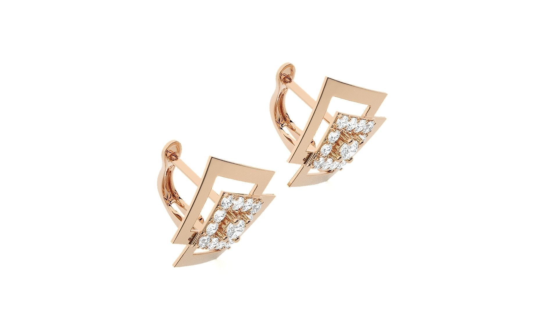 Geometric Diamond Head Light Wt Earrings 3dm stl renders details 3D print model_4