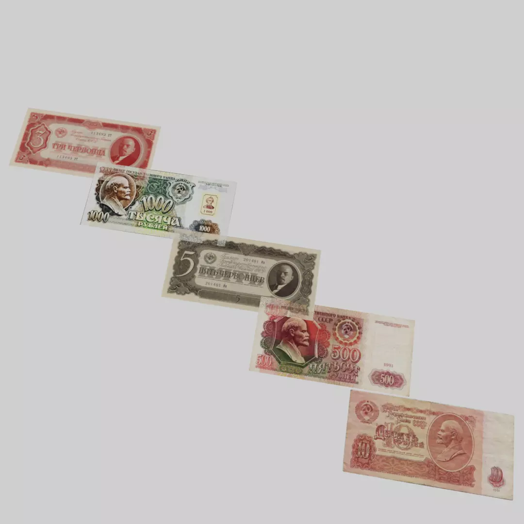 Soviet currencies Low-poly 3D model