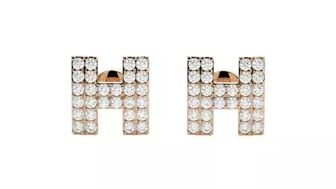H Diamond Head Light Wt Earrings 3dm stl renders details