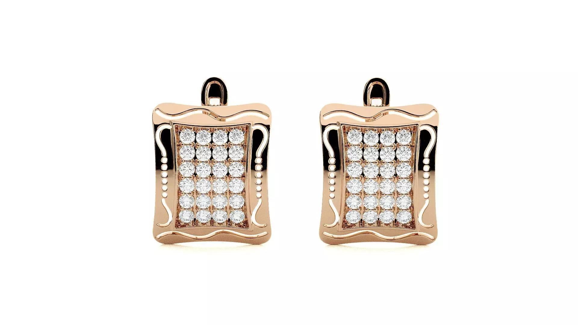 Diamond Head Light Wt Earrings 3dm stl renders details 3D print model_0