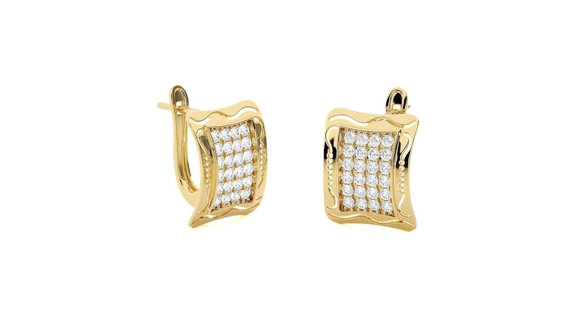 Diamond Head Light Wt Earrings 3dm stl renders details 3D print model_12