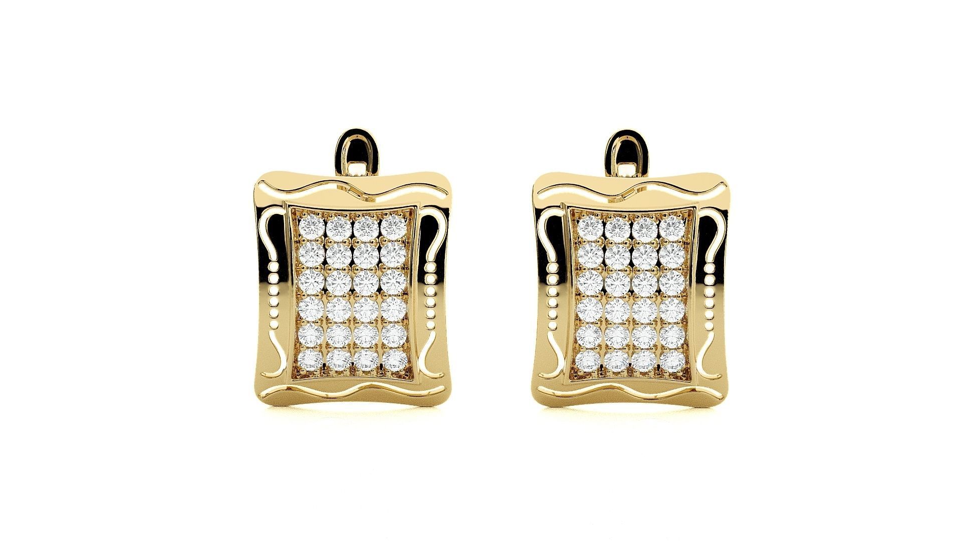 Diamond Head Light Wt Earrings 3dm stl renders details 3D print model_2