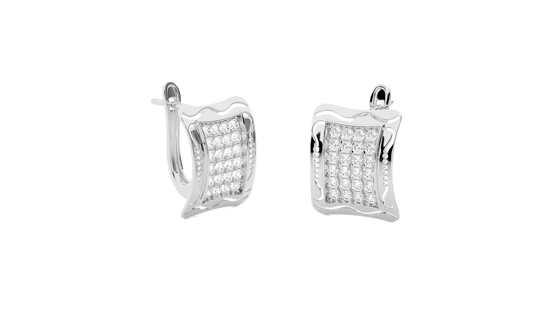 Diamond Head Light Wt Earrings 3dm stl renders details 3D print model_9