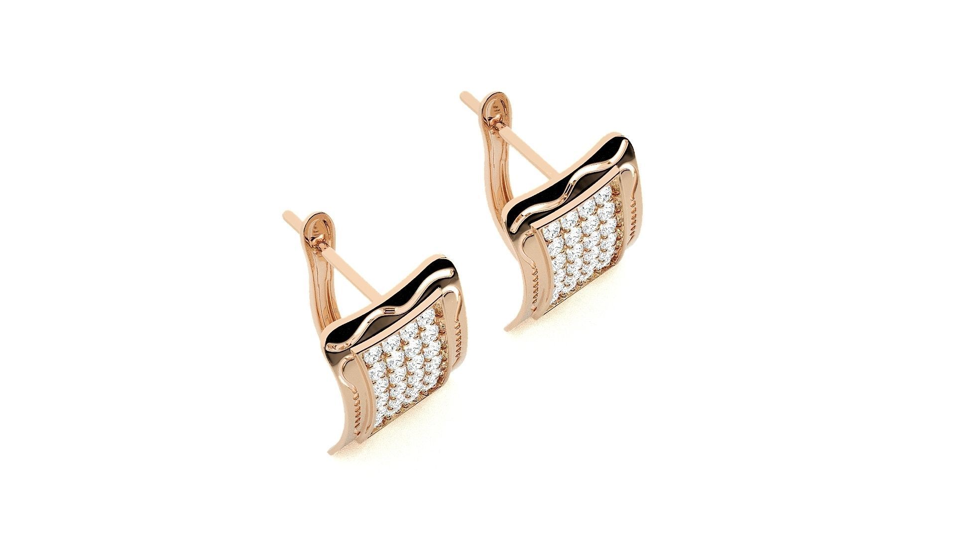 Diamond Head Light Wt Earrings 3dm stl renders details 3D print model_3