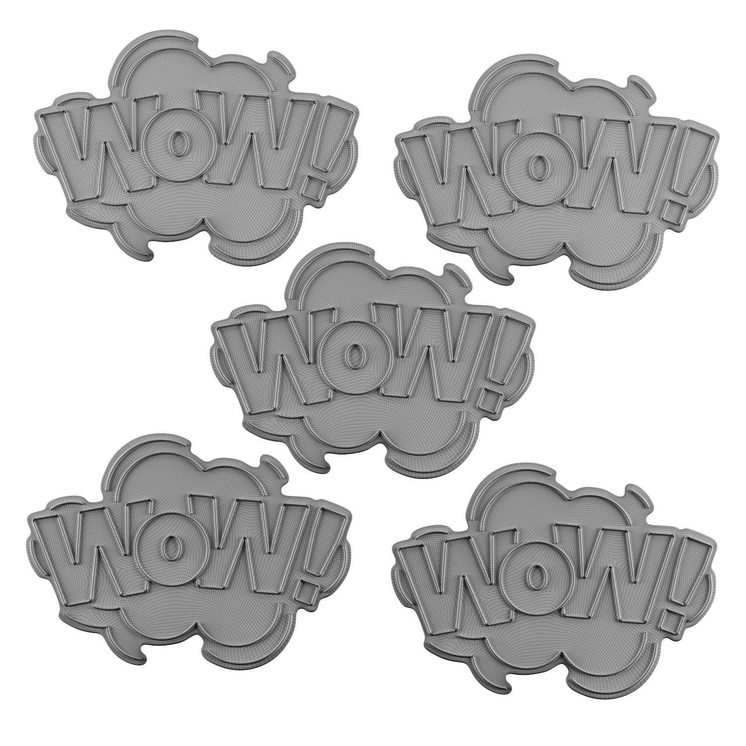 Wow Neon Sign 3D model_1