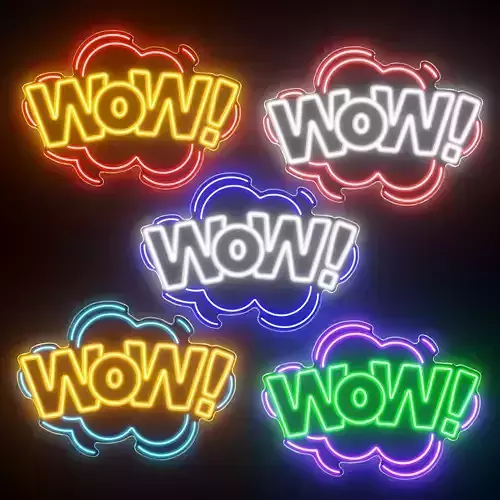 Wow Neon Sign 3D model