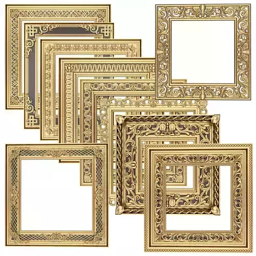 Classic Frame and Mirror Collection 04 Low-poly 3D model