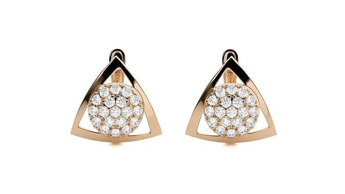Triangular Diamond Head Light Wt Earrings 3dm stl renders  3D print model