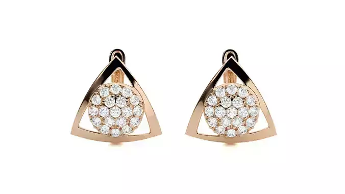 Triangular Diamond Head Light Wt Earrings 3dm stl renders 
