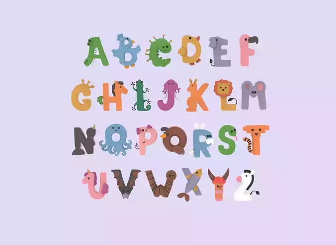 Cartoon Animal Alphabet v002