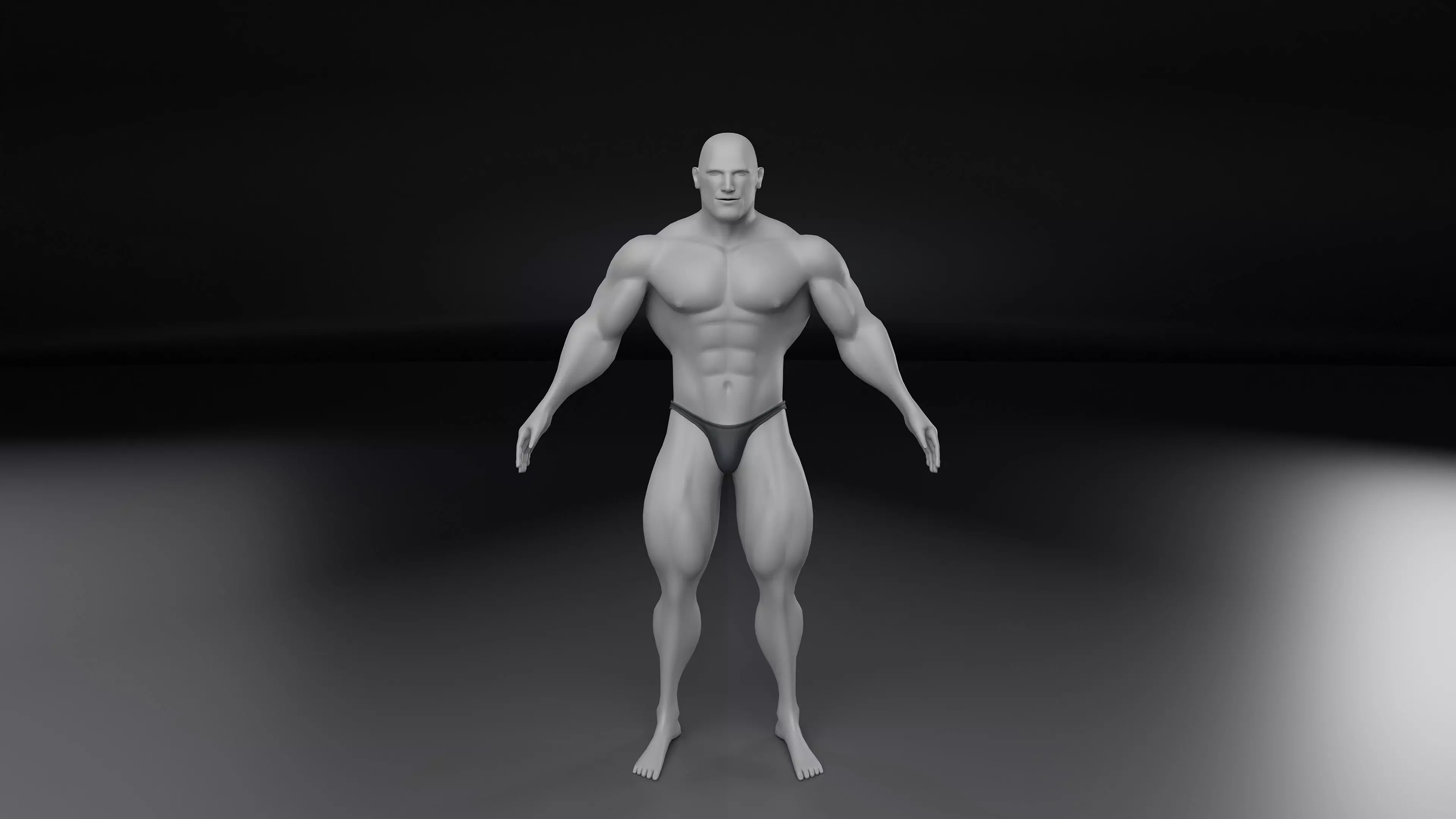 Base Mesh - Human Body - Muscular Male V2 3D model_0
