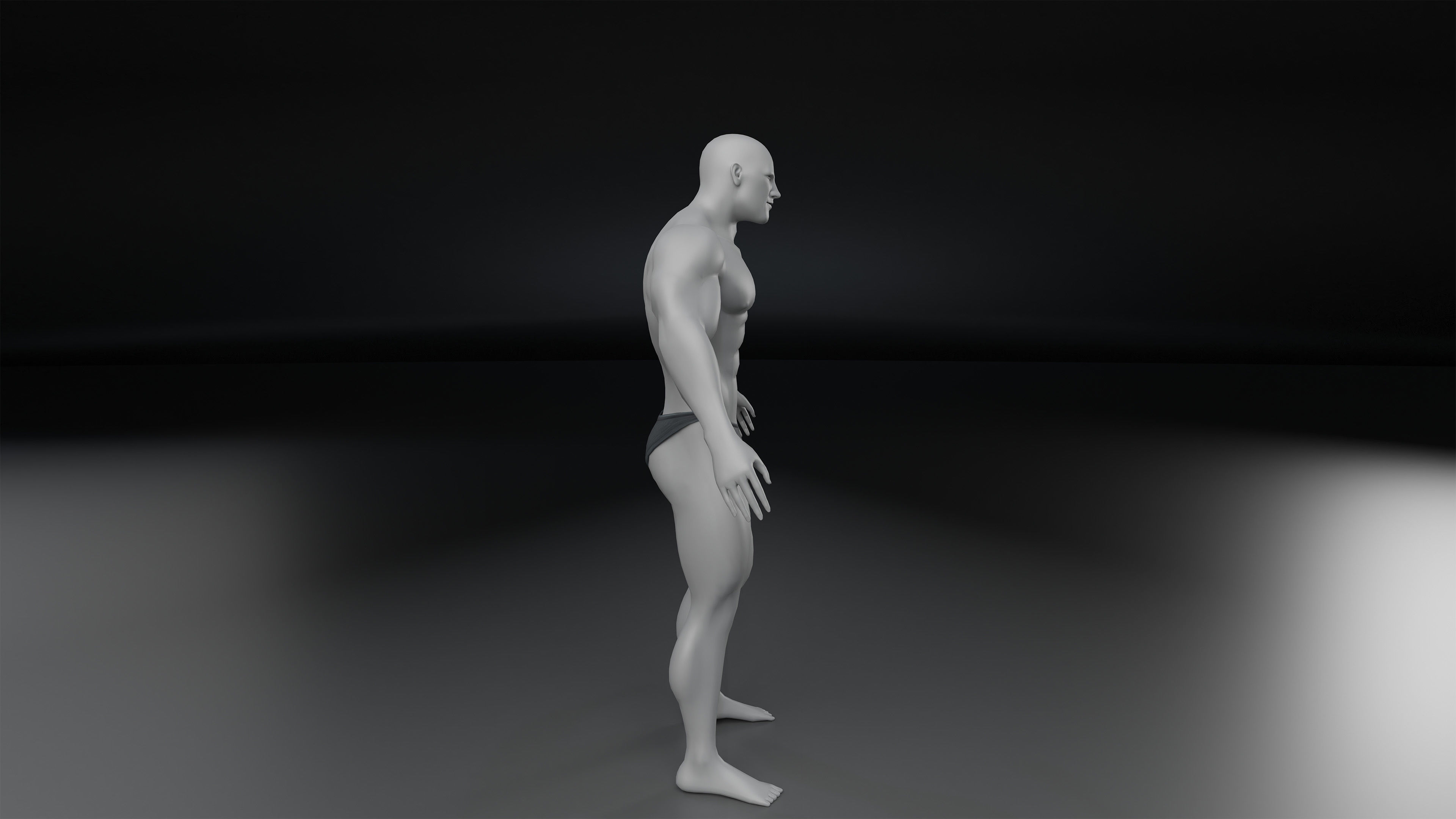 Base Mesh - Human Body - Muscular Male V2 3D model_2